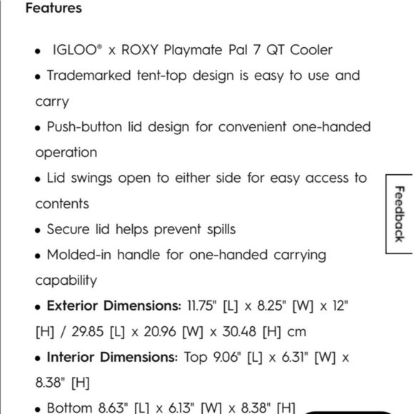 NWT IGLOO x Roxy Playmate Pal Insulated Cooler - Picture 3 of 7